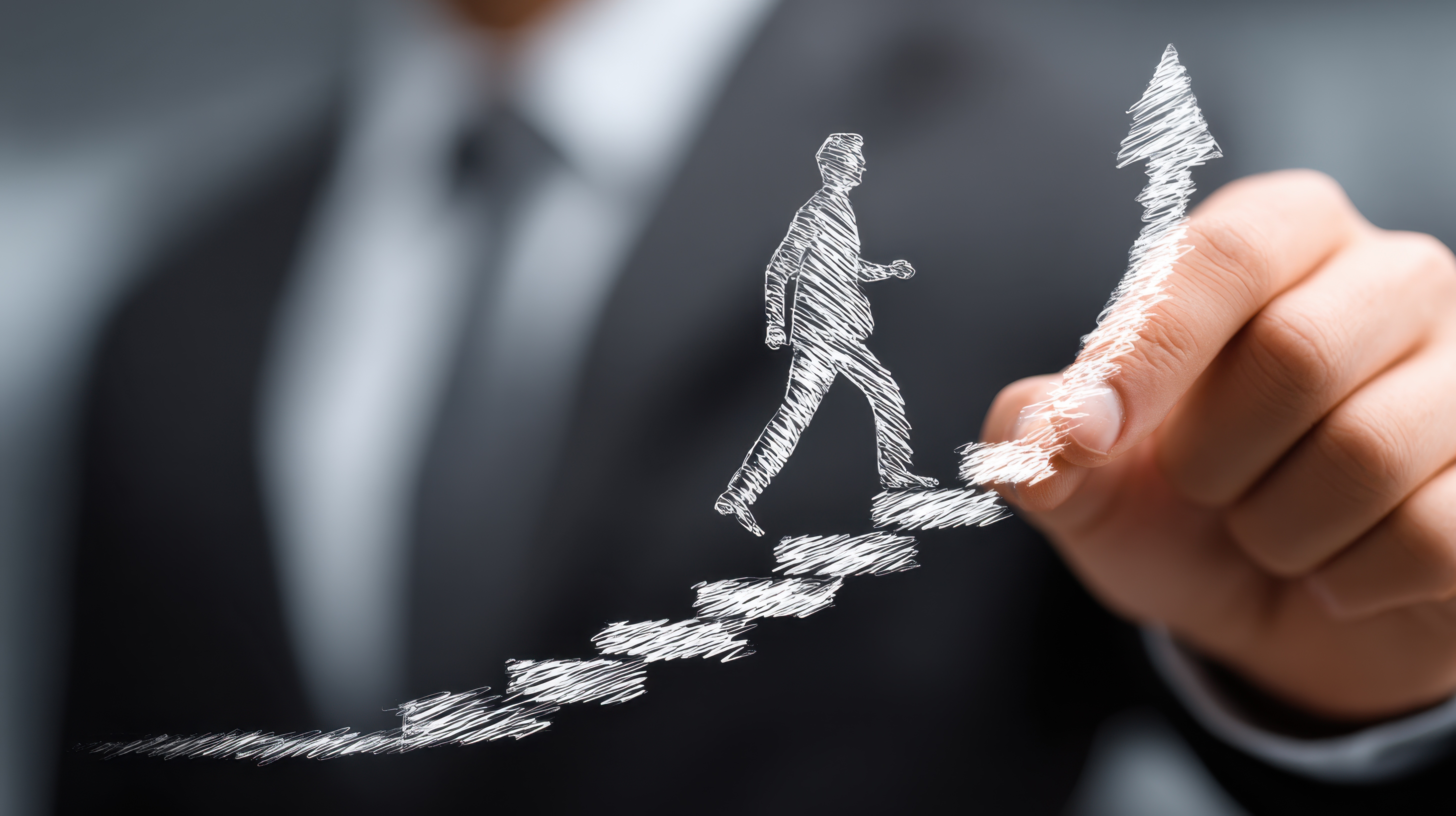 Trainerin plant Karrierewege mit einem Team an einer Glaswand